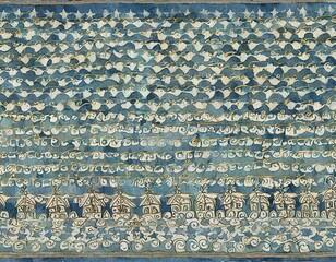 blue and gold mosaic of the people