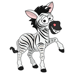 Cartoon Illustration of a Playful Zebra