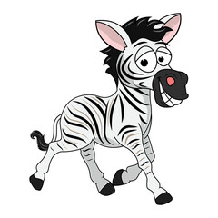 Cartoon Illustration of a Playful Zebra