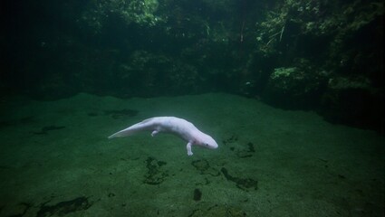 Fototapeta premium Axolotl in underground lake