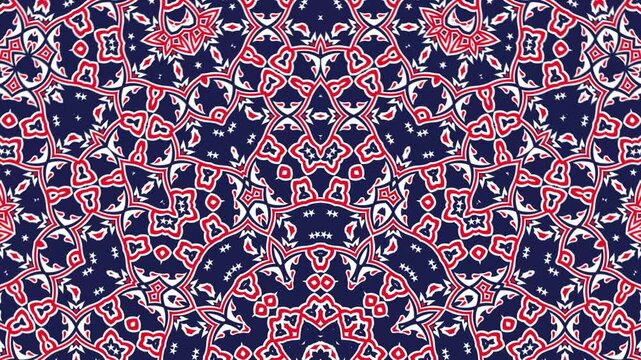 USA flag colors themed Kaleidoscopic seamless looping background