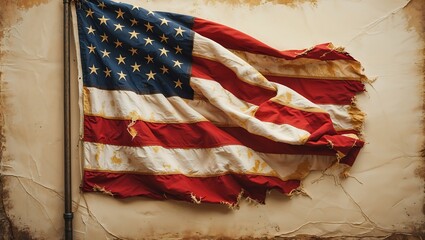 Worn American Flag A Symbol of Patriotism and Time's Passage