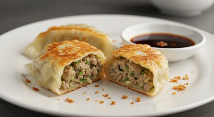 Pan-Fried Gyoza with Dipping Sauce