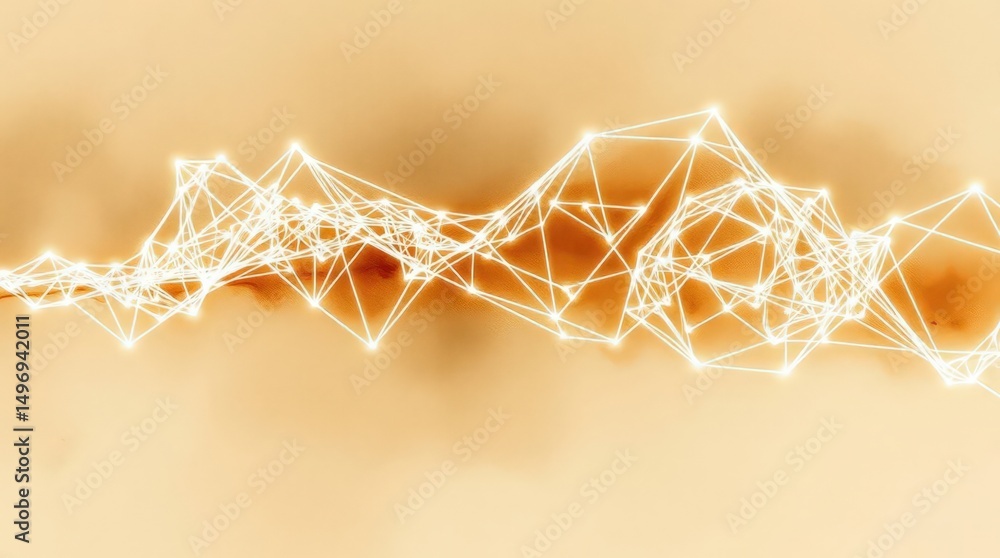 Aufkleber abstract digital wave pattern with interconnected nodes displaying a warm glow and lines