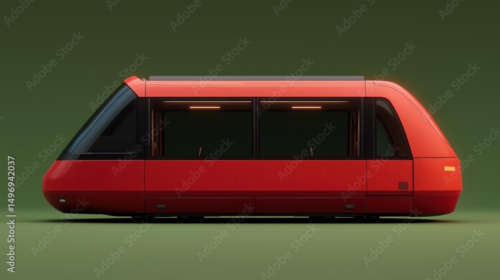 Poster 3d rendering of a red train car. the car is shown from the front, with the front facing towards the 