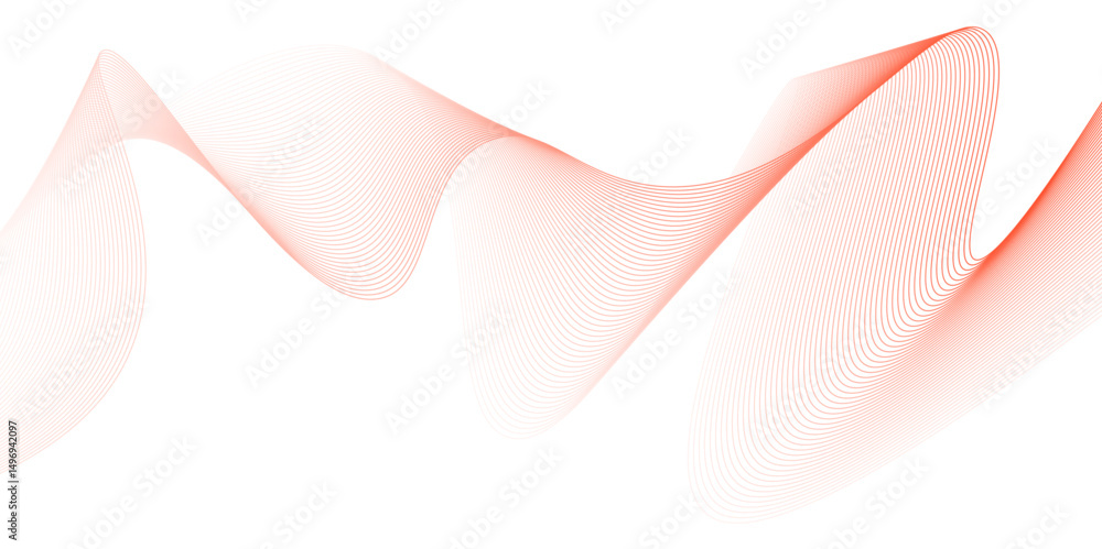 Poster abstract red, white wavy lines digital frequency track equalizer background. wave lines created usin