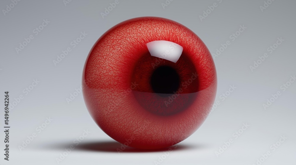 Poster 3d rendering of a red sphere with a black center. the sphere appears to be made of a shiny, metallic