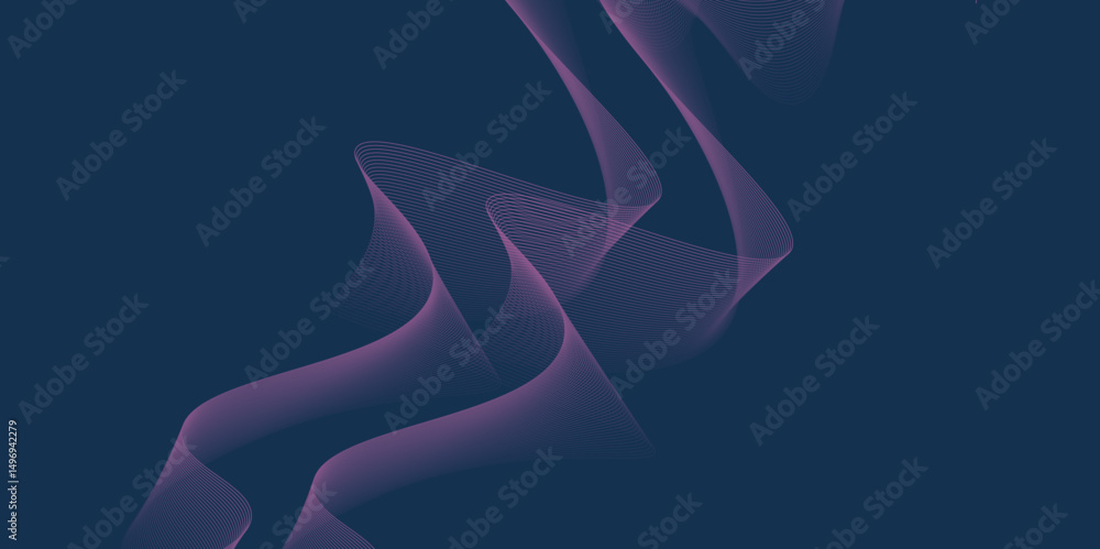 Poster abstract pink wavy lines digital frequency track equalizer background. wave lines created using blen