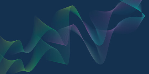 Abstract green, pink wavy lines Digital frequency track equalizer background. Wave lines created using blend tool. Graphic design template banner business wave. Abstract green, pink wave line.