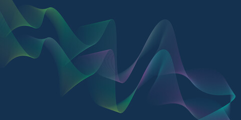 Abstract green, pink wavy lines Digital frequency track equalizer background. Wave lines created using blend tool. Graphic design template banner business wave. Abstract green, pink wave line.