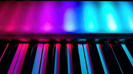 Neon Lights Illuminate Piano Keys in Vibrant Hues