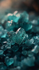 Teal Heart Crystal Macro Photography