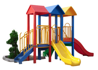 [Transparent Background PNG]Colorful Childrens Playground Set with Slides