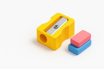 Colorful office supplies on white surface creative workspace minimalist view