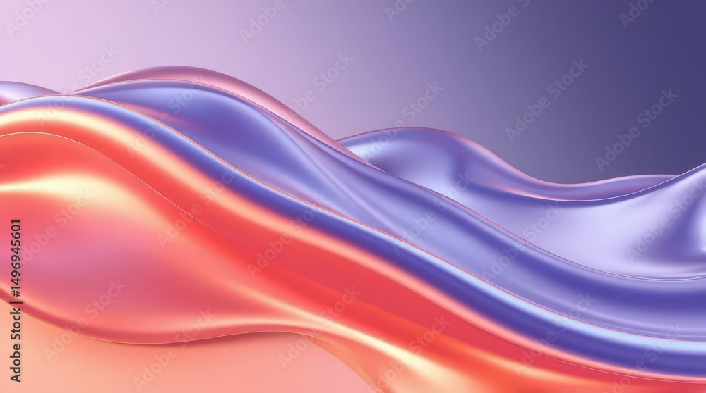 Poster colorful flowing waves create an abstract design with smooth textures and gradients in a serene digi