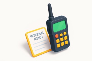Digital office illustration walkie talkie and memo pad setup