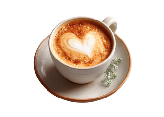 [Transparent Background PNG]Latte Art Coffee Cup on Plate