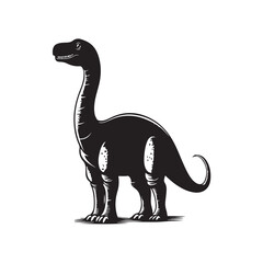 Cute and colorful vector illustration of a Brontosaurus dinosaur, designed in a modern, playful style