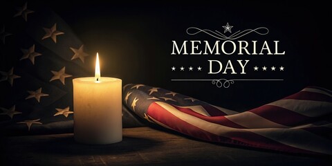 Memorial Day banner featuring candlelight and American flag evokes warmth and remembrance