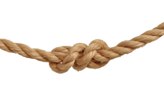 [Transparent Background PNG]Close-up Knotted Rope on White Background