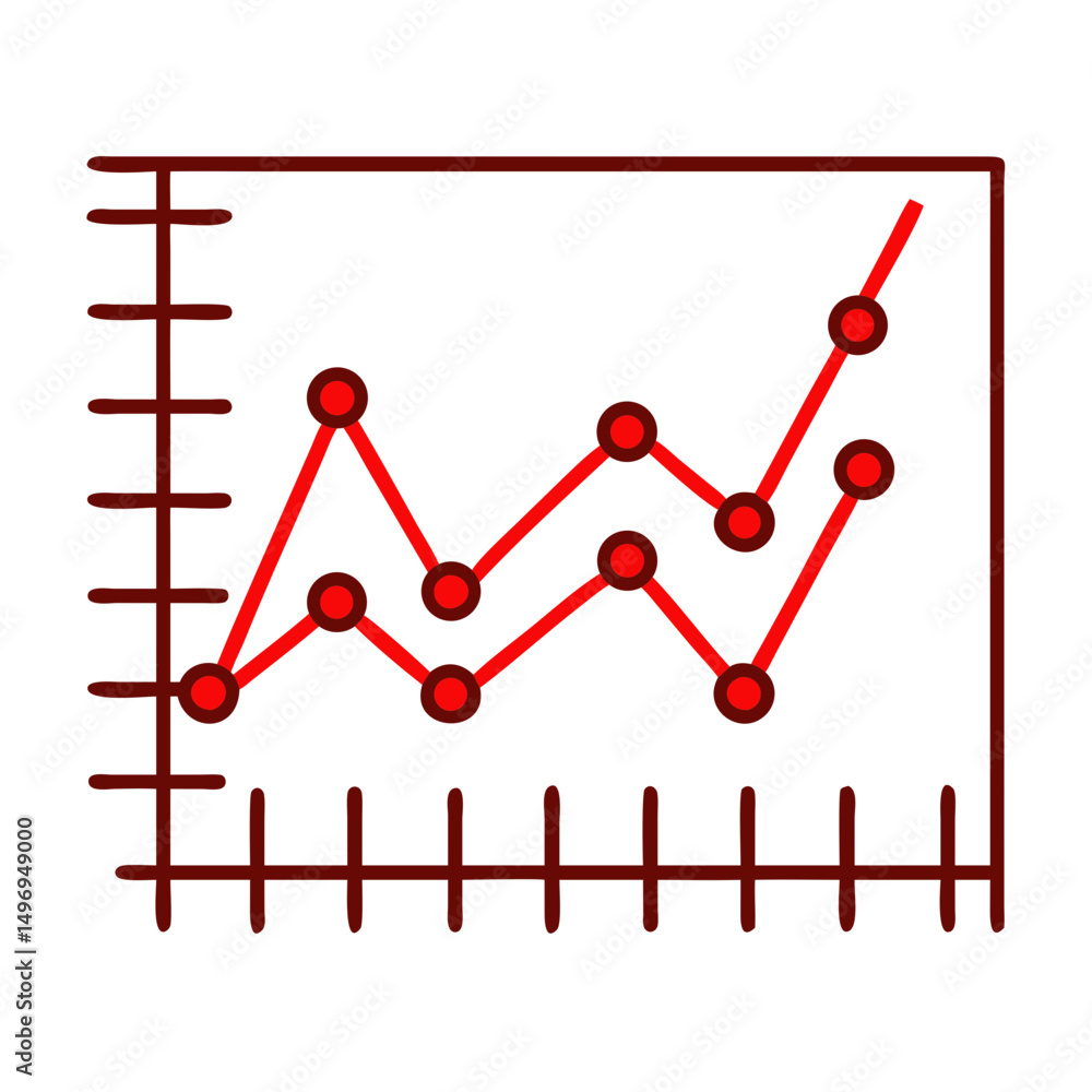 Poster line graph showing data trend with red markers and axis grid