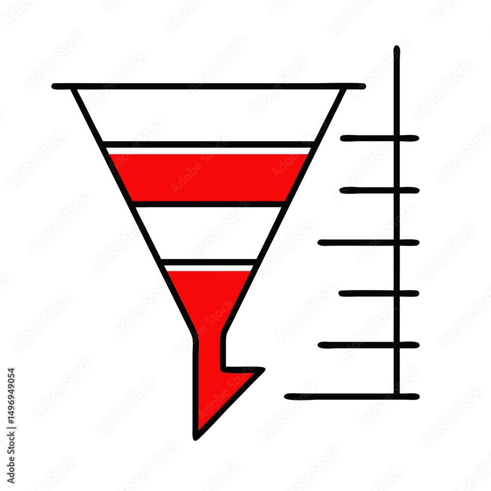 Poster funnel graphic with measurement scale depicting data visualization concept