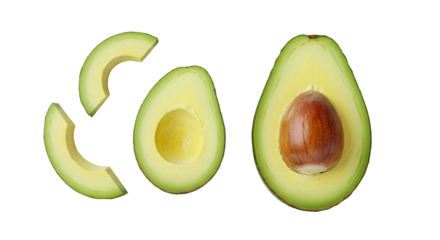 avocado fruit png. avocado fruit sliced isolated. avocado fruit slices flying png. fresh and organic avocado slices flying isolated