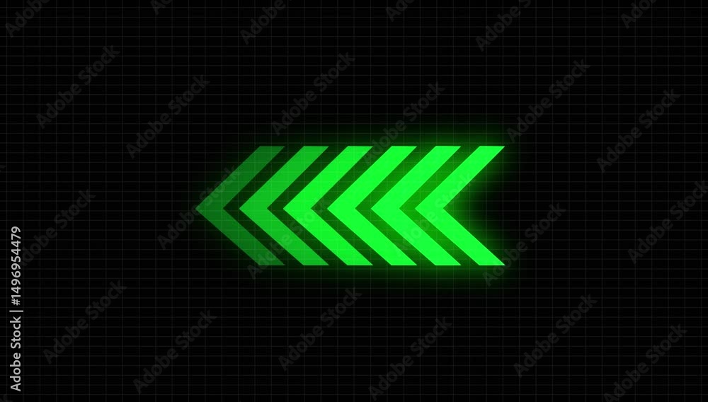 Poster left arrow on grid background.