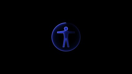 neon man accessibility icon illustration on black background.