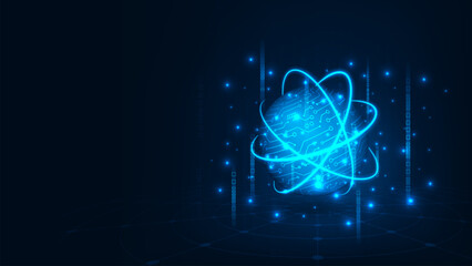 Digital communication concept, cyber world network Futuristic blue light background