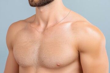 The Athletic Individual Demonstrates Impressive Physical Strength and Fitness During an Indoor Workout Session, Prominently Showcasing a Well-Defined Collarbone and Toned Upper Body