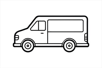 Fototapeta premium Courier Delivery Truck Vector Line Art Icon for Transportation and Logistics