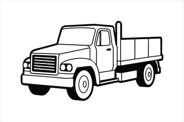 Editable Stroke Line Art Truck Vector for Digital Transportation Projects