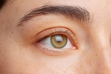 Obraz premium Close-up Capture of Under-Eye Area Displaying Pigmentation Variations, Revealing Skin Texture and Natural Coloration With an Emphasis on Eye Features Under Soft Lighting Conditions