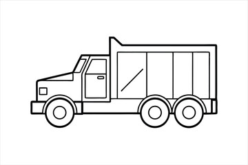 Industrial Lorry Truck Illustration in Line Art Vector Style