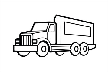 Minimal Vehicle Icon - Truck Line Vector for Industrial Use