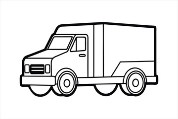 Vector Line Art of a Truck for Automation and Vehicle Design Projects