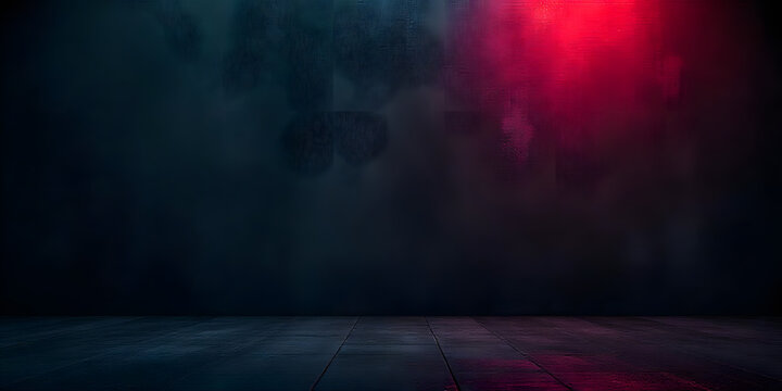 Dark moody background red blue neon wall floor
