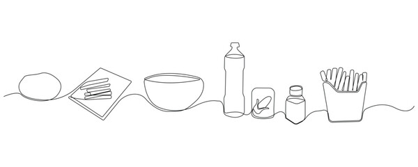 Hand-drawn French Fries ingredients concept line art drawing. Cooking French Fries concept line art icon.	