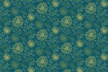 sketch cotton flower, seamless line design, hand drawn floral art, outline motif idea, fashion textile print, modern bloom pattern, minimal layout style

