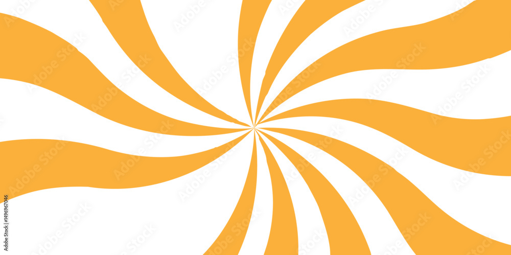 Leinwandbilder Abstract vivid radial swirl pattern with orange and white curved rays. Dynamic sense of motion, with a retro, pop-art aesthetic reminiscent vintage posters. Clean smooth symmetrical curves 