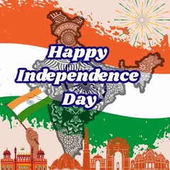 Happy Indian Independence Day Wishes Post Design!