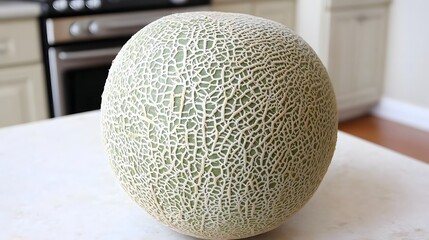 Juicy Cantaloupe Melon on Kitchen Counter