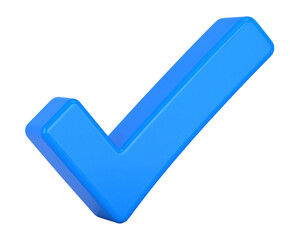 3d blue check mark icon isolated on a white background
