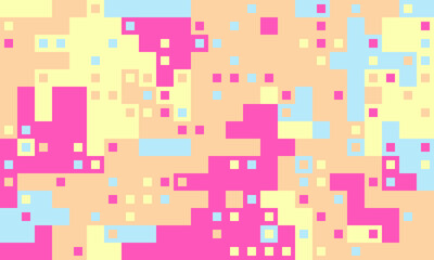 Abstract pixel art background. Pastel pink, yellow, and blue squares create a vibrant, playful, and modern design. Ideal for websites, social media, presentations, and more.