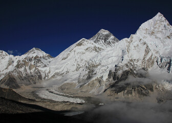 Everest, Nuptse and Everest Base Camp seen from Kala Patthar, Nepal.