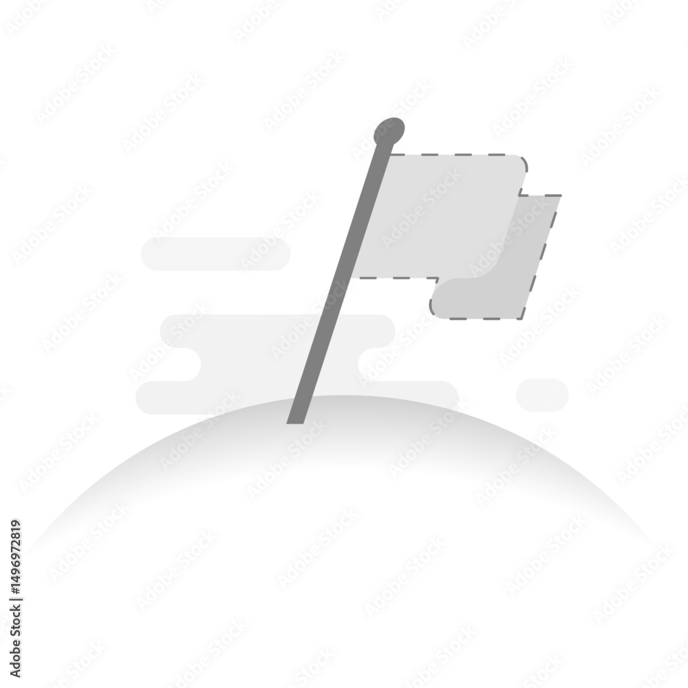 Poster flat illustration of a flag silhouette representing an empty page with no items marked or flagged. m