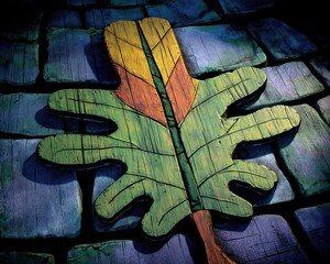 Stilisiertes Blattwerk auf Steinmosaik