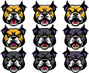 set of funny cartoon dogs