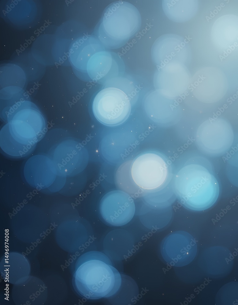 Poster abstract blue bokeh background with soft glowing light circles creating dreamy atmosphere